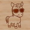 A detailed illustration of a horse wearing trendy sunglasses, designed as an editable vector graphic.
