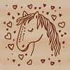 Horse Clip Art with Love Hearts A digital illustration of a horse with love hearts surrounding it.