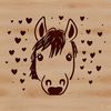 Beautiful Horse Illustration with Love Hearts A vector illustration of a horse with love hearts, suitable for digital design and craft projects.