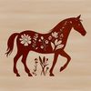 A detailed illustration of a horse in a floral pattern, suitable for digital designs.