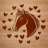 Decorative Horse with Heart Surrounds A digital illustration of a horse with decorative hearts surrounding its body.