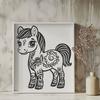 Detailed Horse Silhouette with Clean Lines A detailed, full-body illustration of a horse in a vector format.