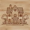 Simple Residential Building SVG Illustration A simple 2D illustration of a residential building with a gabled roof.