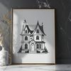 Free Residential Vector Art A simple, 2D illustration of a residential house, suitable for digital design and cutting.