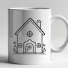 Modern Abode Graphic A simple vector illustration of a house with multiple rooms and a garden.