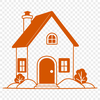 Cozy Abode Illustration A simple vector illustration of a house with a roof and two windows.