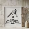 Free Line Art House Icon A simple line art illustration of a house, suitable for various uses including digital design and craft projects.
