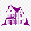 Residential House Illustration A 2D representation of a residential building with multiple rooms and windows.
