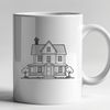 Modern Residential House Illustration Illustrated vector representation of a modern residential house with detailed architecture.