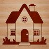 A simple illustration of a house with basic architectural features.