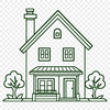 Single-Family Home Illustration A simple vector illustration of a single-family home with a rectangular shape and sloping roof.