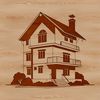 A simple 2D illustration of a modern house with a flat roof.