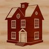 A 2D illustration of a house with simple lines and shapes.