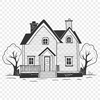 Simple House Illustration A simple illustration of a house with multiple rooms and details, suitable for vector art design.