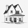 Single Story Residential Illustration Simple 2D illustration of a residential building with a single story.