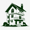 Modern Vector House Design A simple 2D illustration of a single-family dwelling with a rectangular shape, suitable for vector design projects.