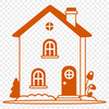 Residential Illustration A simple illustration of a residential building with a roof and windows.