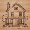 A 2D illustration of a residential building with a simple design, suitable for use in digital graphics.