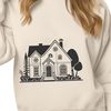 Cozy Cottage Outline Vector An outline illustration of a simple house with a basic roof and doors.