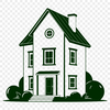 Basic Home Vector Art A 2D illustration of a simple house with basic architectural features.