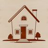 A detailed illustration of a modern house with clean lines and minimalist design.