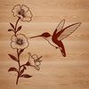 Floral Bird Perch Illustration A colorful hummingbird perched on a floral branch, surrounded by vibrant flowers.