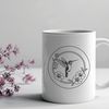 Vibrant Bird Silhouette SVG Art A colorful illustration of a hummingbird in flight above a field of flowers.