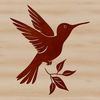 Colorful Floral Bird Silhouette A colorful hummingbird in flight, surrounded by vibrant floral elements.