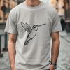 A colorful hummingbird perched on a flower, depicted in vector style with intricate details.