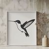 Precision Cut Hummingbird Vector A detailed graphic representation of a hummingbird, created with precision lines and vibrant colors.