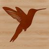 A vector illustration of a hummingbird in flight, depicted as a simple silhouette with clean lines.