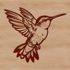 Lovely Hummingbird Silhouette with Floral Touch A colorful hummingbird in mid-flight, its iridescent feathers glistening as it sips nectar from a flower.
