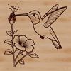 SVG Hummingbird Cutout Illustration A colorful hummingbird perched on a delicate floral branch, designed as a vector image for cutting machines.