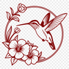 Vibrant Floral Friend Vector Art An illustration of a hummingbird perched on a flower, depicted as vector art.