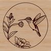 Vibrant Hummingbird Floral Pattern An ornamental design featuring a small bird amidst blooming flowers in a vector format.