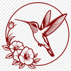 Floral Perch SVG Art Hummingbird bird perched on floral background, illustrated in vector art style.
