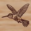 A colorful illustration of a hummingbird in mid-flight, featuring iridescent feathers and a long beak.