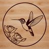 Vibrant Hummingbird Silhouette with Flowers A vector graphic of a hummingbird perched on a branch with flowers, suitable for digital designs and crafts.