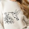 Free Bird Clip Art SVG Download A colorful hummingbird perched on a flower, ideal for digital cutting projects.