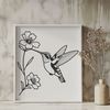 Whimsical Floral Hummingbird Design A detailed design of a hummingbird featuring intricate floral patterns.