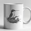 Beautiful Hummingbird Perch A detailed drawing of a hummingbird perched on a branch, created with precise lines and shapes.