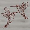 A colorful illustration of a hummingbird in flight, featuring intricate details and fine lines.