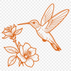 Floral Perch SVG Design A colorful hummingbird perched on a floral branch, depicted in a vector illustration.