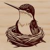 Customizable Hummingbird SVG Design A colorful hummingbird perched on a branch, ready to be customized with various design tools.