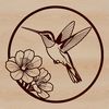 Beautiful Hummingbird Design Element A colorful illustration of a hummingbird perched on a floral branch, suitable for vector design and cutting machine projects.