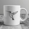 Hummingbird Silhouette with Detailed Lines A detailed illustration of a hummingbird in flight, rendered as a high-quality vector graphic.