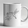 Floral Bird Illustration Vector A colorful hummingbird perched on a flower, suitable for clip art and vector design.
