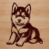 Fluffy Husky Breed Illustration A sitting Siberian Husky dog breed with a fluffy coat.