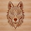 A vector illustration of a husky dog's head with intricate details and ornate design elements.