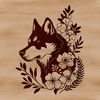 Close-up Vector Husky Image A close-up illustration of a husky's head, with detailed fur textures.